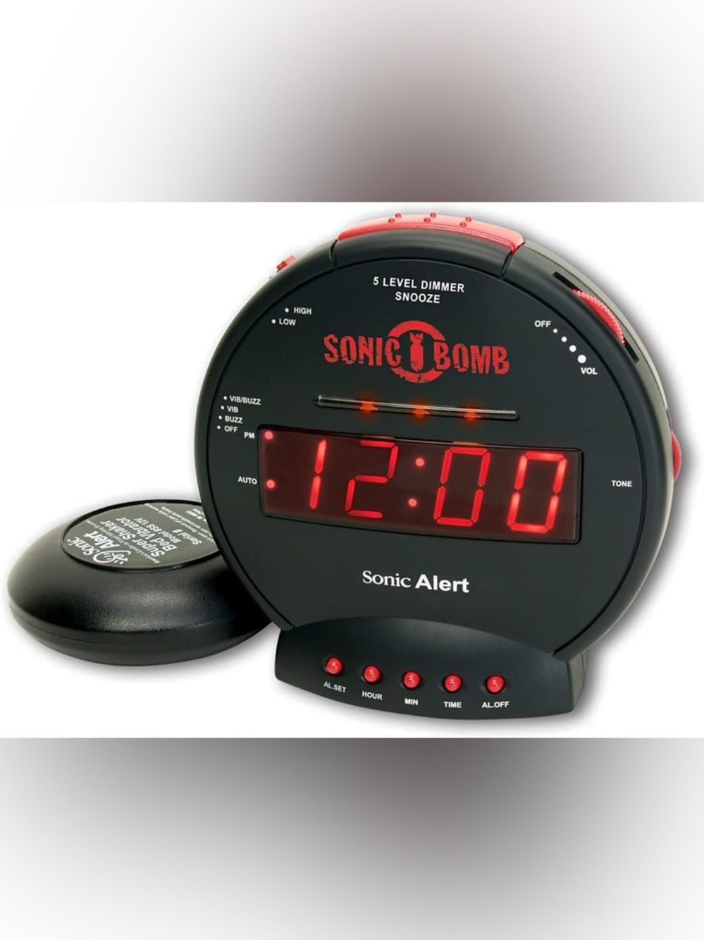 Sonic Bomb Alarm Clock with Super Shaker